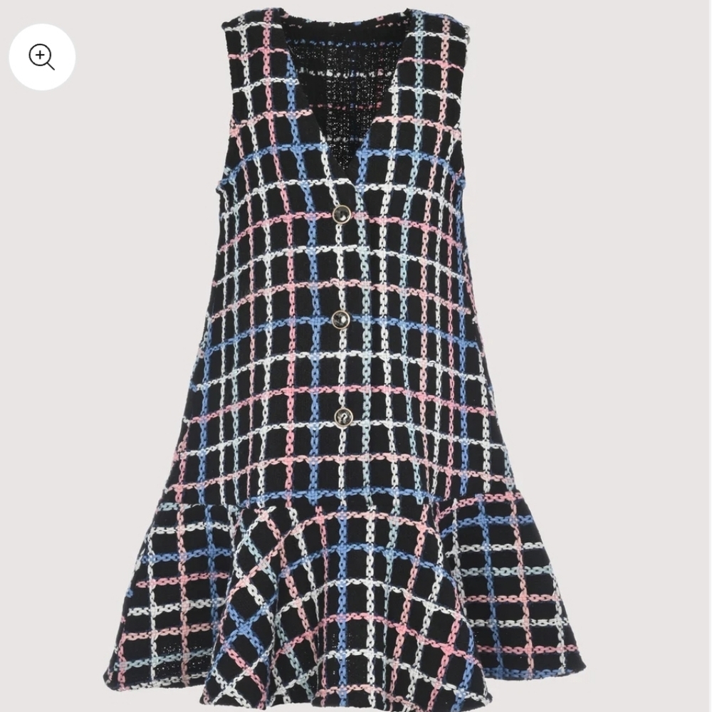 Sweatwr Dress Charming Girls Checkered Dress - Black, Pink, Blue